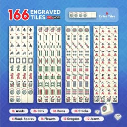 American Mahjong Tile Set, 166 Ivory-White Tiles with Carrying Bag and 4 All-in-One Rack & Pushers, Equipped Fully for Beginner, American Mahjong Lover
