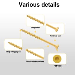 VKKM Yellow Deck Wood Screw, Outdoor Rust-Proof Screw, Comes with T25 Drill Bit, Suitable for Outdoor Wooden Buildings Such As Decks, Fences, Terraces, # 8 # 9 # 10 100/120/150/300/450pcs