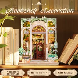 Original CUTEBEE 196pcs Green Life Bookshop Book Nook Kit - DIY Miniature House Dollhouse Kit for Adults Greenhouse Booknook Tiny House Bookshelf Decor 3D Wooden Puzzle DIY Craft Gifts LED Booknook for Adults and Teens Tiny House 3D Wooden Puzzle Home Toy