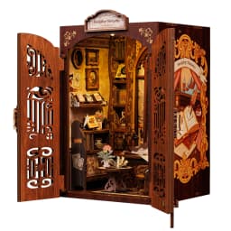 Original CUTEBEE 127pcs Bookshop Memories Book Nook Kit DIY Miniature House Dollhouse Bookstore Booknook Tiny House Bookshelf Decor Model Build DIY Craft Gifts for Adults and Teens book nook kits for adults tiny home doll house calico critters family se
