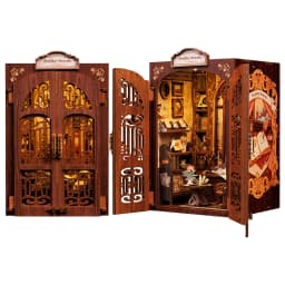 Original CUTEBEE 127pcs Bookshop Memories Book Nook Kit DIY Miniature House Dollhouse Bookstore Booknook Tiny House Bookshelf Decor Model Build DIY Craft Gifts for Adults and Teens book nook kits for adults tiny home doll house calico critters family se
