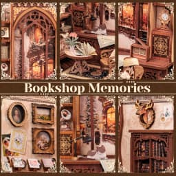 Original CUTEBEE 127pcs Bookshop Memories Book Nook Kit DIY Miniature House Dollhouse Bookstore Booknook Tiny House Bookshelf Decor Model Build DIY Craft Gifts for Adults and Teens book nook kits for adults tiny home doll house calico critters family se