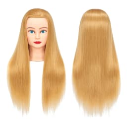 Mannequin Head 26-28" Synthetic Blonde Hair for Hairdresser Traininghead Hairdressing Training Model Manikin Cosmetology Doll Head Hair Styling Cutting Braiding with Clamp