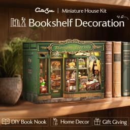 Original CUTEBEE 265pcs Blossom Florists Book Nook Kit DIY Miniature Flower House Dollhouse for Adults Booknook Tiny House Bookshelf Decor 3D Wooden Puzzle, DIY Craft Gifts for Family, Friends book nook kits for adults cute bee book nook kit