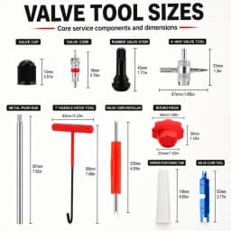 Heavy-Duty Tire Repair Kit with Valve Core Installer Portable Roadside Emergency Tire Patching Tools Suitable for Car, ATV, Puncture
