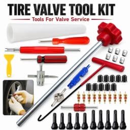 Heavy-Duty Tire Repair Kit with Valve Core Installer Portable Roadside Emergency Tire Patching Tools Suitable for Car, ATV, Puncture