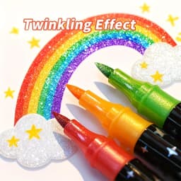 24 Colors Double Head Glitter Markers Fast Drying Fine Tip Pen Set for Scrapbooking Card Making Journaling Art Coloring