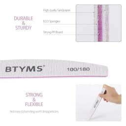 25Pcs 100/180 Grit Nail File and Buffer Professional Double-Sided Emery Boards for Acrylic, Gel and Natural Nails