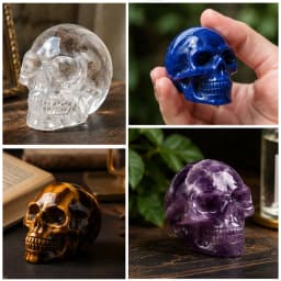 2 Inch Tiger Eye Skull Carved Natural Crystal Stone Handmade Protection Home Office Desk Decor Collectible Gift for Crystal Lover