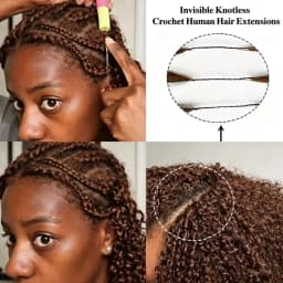 Chocolate Brown Kinky Curly Crochet Human Hair Extension Invisible Knots Pre Separated Water Wave Feather Crochet Braids Hair Deep Wave Hair Bundles