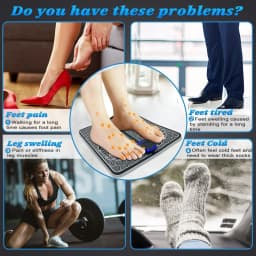 EMS Foot Massager Mat TENS & PMS Foot Stimulator – Electric Muscle Stimulator, Adjustable Intensity, Lightweight Design for Home, Travel, and Office Use, Rechargeable Leg Reshaping Muscle Pain Relax Massage Mat W-6 Modes 9 Intensity Levels