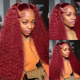 TIMOPOL 180% Density Glueless Jerry Curly Human Hair Wig, Women’s 13x4 HD Transparent Lace Frontal, Rich 99J Burgundy Wine‑Red Tone, Pre‑Plucked Hairline