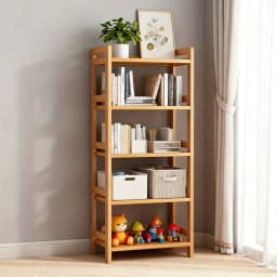 LOVEWE 4-Tier Bamboo Storage Shelf, Multifunctional Organizer Rack For Kitchen, Bathroom & Living Room, Durable Space-Saving Unit/sh260311163638432022411