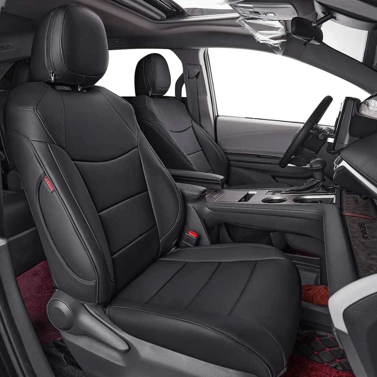 Coverdream Sienna Custom Fit Car Seat Covers for Toyota Sienna 2021-2026 LE XLE 8 Seats 2nd Row 4/2/4 Split & 2021-2026 XLE/XSE/Limited/Platinum 7 Seat 2nd Row Captain Seats Waterproof Full Set Seat Protector Seat Covers