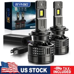 BEVINSEE H7 H4 H11 9005/HB3 9006/HB4 9012/HIR2 LED Light Bulbs 28000LM 150W Super Bright 6000K Canbus Ready Plug-N-Play Turbofan