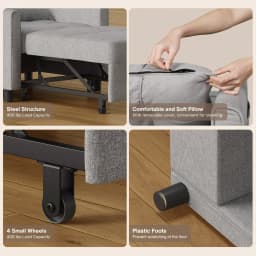 3‑in‑1 Adjustable Sleeper Sofa Chair Bed, Convertible Folding Lounge Recliner with Pull‑Out Sleeper Bed, Multi‑Purpose Furniture for Living Room, Bedroom, Office & Small Spaces