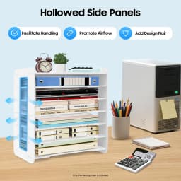 7-Tier Vertical Desk Organizer PVC File Rack 7-Slot A4 Paper Document Holder Space-Saving Letter Tray Magazine Sorter Tidy Stationery Storage Display Office Accessories for Home School