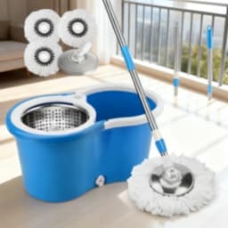 Rotating Spin Mop Bucket Set Blue Plastic Self-Wringing Rotating Spin Mop Bucket Set for Home Floor Cleaning Must Have 2026