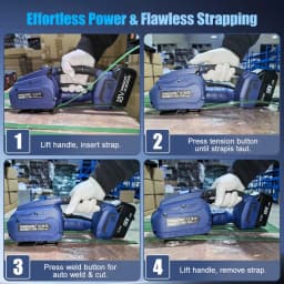 SWANSOFT 3200N Electric Strapping Tool Banding Machine for 0.51" - 0.63" PP/PET Straps Electric Strapping Machine 18V 2x4Ah Battery Powered Semi-automatic Banding Tool with Plastic Case