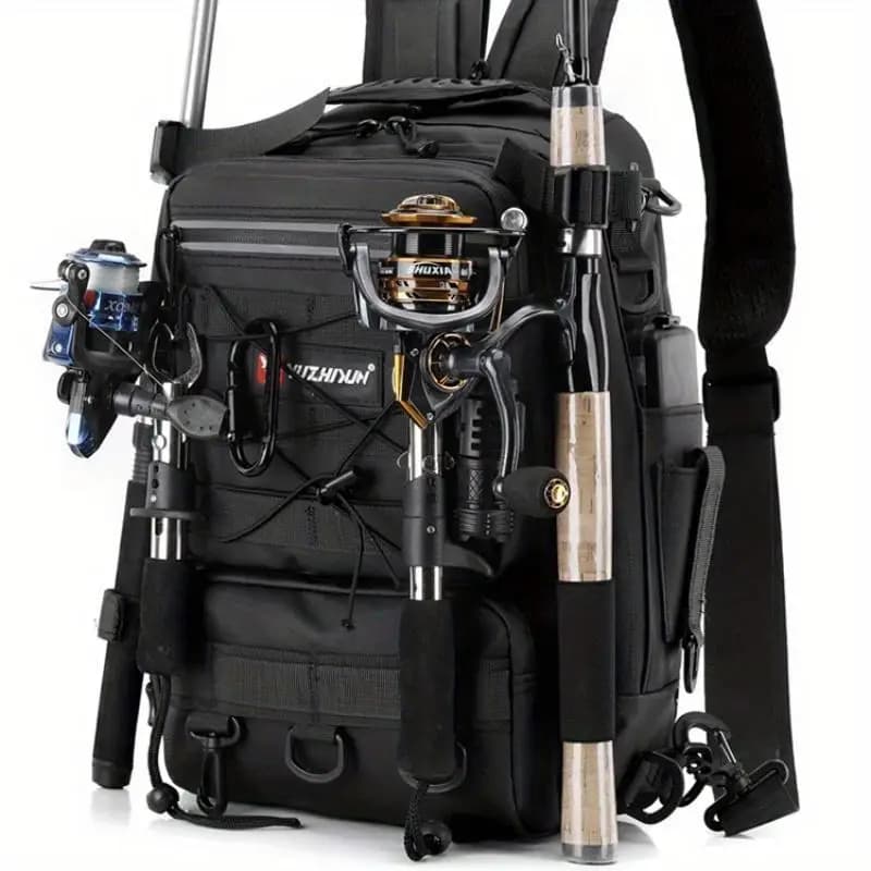JSERYISGN Angler‘s Outdoor Pro Backpack | Large Capacity, Durable Fabric with Sectioned Hang Points | Organizes Fishing Tackle & Accessories with Ease