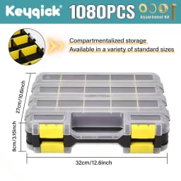 1080Pcs M4 M5 M6 M8 Yellow Zinc Plated Hex Head Bolt Nut & Washer Assortment Kit Carbon Steel Fasteners With Storage Case