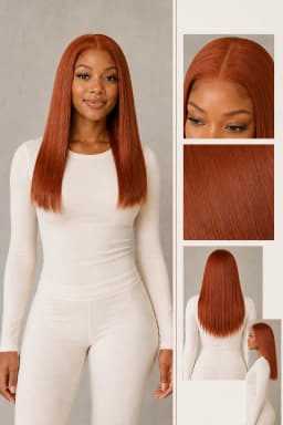 TIMOPOL 20 Inch #350 Ginger Orange Straight Human Hair Wig, 13×4 HD Lace Front Wig for Black Women, 100% Human Hair, Pre-Plucked Natural Hairline
