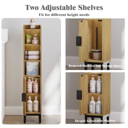 5‑Tier Corner Toilet Paper Storage Cabinet, Freestanding Bathroom Organizer With Door and Adjustable Shelf For Small Spaces