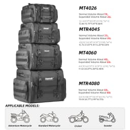 Rhinowalk Motorcycle Rack Bag Waterproof 19L-80L Expandable Big Capacity Motor Travel Back Luggage Trunk For Most Motorcycles