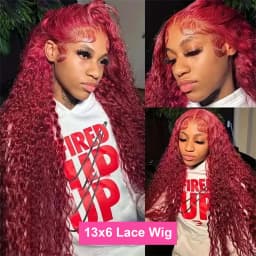 Water Wave 99J Burgundy 13x6 Lace Frontal Wig Human Hair 30 34Inch HD Lace Front Wigs Red Wine Curly Wigs PrePlucked 200 Density