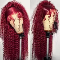 Water Wave 99J Burgundy 13x6 Lace Frontal Wig Human Hair 30 34Inch HD Lace Front Wigs Red Wine Curly Wigs PrePlucked 200 Density