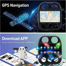 10in Android 13 Car Stereo Radio GPS Navigation Head Unit for Jeep Compass Patriot 2009-2016 with Carplay Android Auto Bluetooth FM/RDS WiFi SWC + AHD Backup Camera/Microphone