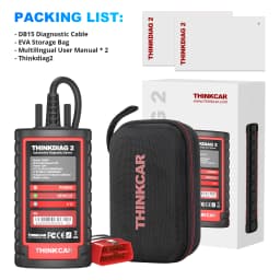 Thinkcar Thinkdiag 2 OBD2 Bluetooth Diagnostic Tool Full System Diagnose OBD2 Diagnostic Scanner for iOS & Android, THINKCAR Bluetooth Scan Tool with CAN-FD Protocol, 15+ Reset Functions, ECU Code, Active Test, AutoVIN, 1 Year Update