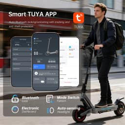 ZWHEEL ZSA PLUS Foldable Electric Scooter APP Control 800W Peak 25 MPH 36V10Ah Battery 18 Miles Suspension Shock Absorption Rear Disc Brakes 10'' Road Tires Turn Signals Hands-Free Unlock 4-Modes Lightweight Easy Carry Commuting Escooter US Stock