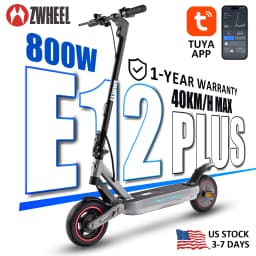 ZWHEEL ZSA PLUS Foldable Electric Scooter APP Control 800W Peak 25 MPH 36V10Ah Battery 18 Miles Suspension Shock Absorption Rear Disc Brakes 10'' Road Tires Turn Signals Hands-Free Unlock 4-Modes Lightweight Easy Carry Commuting Escooter US Stock