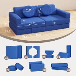 Modular Kids Play Couch Toddler Couch Fort With Washable Covers, Kids Modular Sectional Sofa For Playroom Kidsroom And Bedroom,