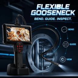 4.3‑Inch Handheld Industrial Endoscope Camera, 1080P HD Borescope with Adjustable LEDs for Sewer Pipe & Drain Inspection