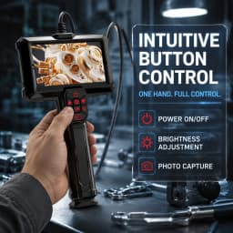 4.3‑Inch Handheld Industrial Endoscope Camera, 1080P HD Borescope with Adjustable LEDs for Sewer Pipe & Drain Inspection