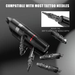 Aluminum Alloy Wireless Tattoo Machine Kit Complete, Rotary Tattoo Gun, 7 Hour Battery Life, Cordless Tattoo Pen, 10 Cartridge Needles-3RL 9RM,10 Ink,Extra 30ML Black Ink Full Tattoo Supply Equipment for Beginners, Body Art Makeup Gift