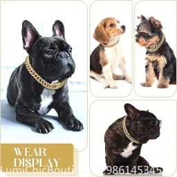 Luxury Gold Metal Dog Chain Collar Bling Pet Jewelry Necklace For Small Medium Large Dogs Cats Fashion Pet Accessory