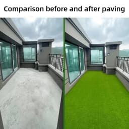19.68 X 39.37 artificial turf mat with a total area of 60 square feet and a grass height of 0.6 feet. Rubber-backed, hard-wearing, croppable, pet-friendly, suitable for patios, balconies, and dogs