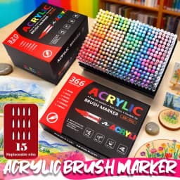 72/120/168/240/288/320/366/418 Colors Straight Liquid Acrylic Art Markers, Vivid Pigment, Paint Pens for Students, Artists & Hand-Painting Projects