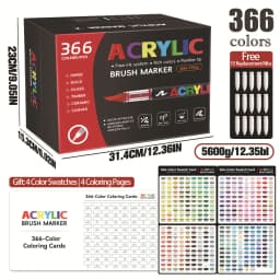 72/120/168/240/288/320/366/418 Colors Straight Liquid Acrylic Art Markers, Vivid Pigment, Paint Pens for Students, Artists & Hand-Painting Projects