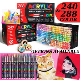 72/120/168/240/288/320/366/418 Colors Straight Liquid Acrylic Art Markers, Vivid Pigment, Paint Pens for Students, Artists & Hand-Painting Projects