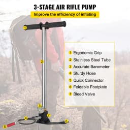 SucceBuy 3 Stage PCP Pump + Pressure Gauge 4500PSI Tire Kayak Ball Inflatable Rifle Air Gun Filling Stirrup High Pressure