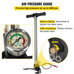 SucceBuy 3 Stage PCP Pump + Pressure Gauge 4500PSI Tire Kayak Ball Inflatable Rifle Air Gun Filling Stirrup High Pressure