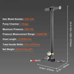SucceBuy 3 Stage PCP Pump + Pressure Gauge 4500PSI Tire Kayak Ball Inflatable Rifle Air Gun Filling Stirrup High Pressure