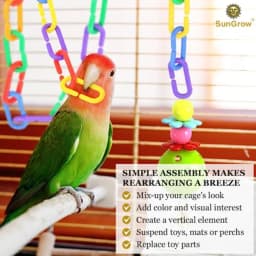 Rainbow C-Clips plastic chain links for bird swing climbing cage toys, multicolor, durable non-toxic plastic, easy DIY classroo