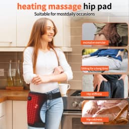 Red Light Therapy Hip Wrap with 112 LED Beads Heating Pad and Vibration Massage, Cordless Rechargeable Wearable Hip Thigh Waist Care Belt with 5000mAh Battery, 3 Levels Temperature & Massage Modes, Portable Relaxation Device for Muscle Recovery Fitness Sp