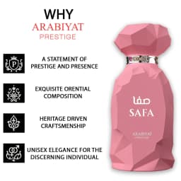 Arabiyat Prestige Safa Eau de Parfum Spray for Women – Elegant Floral, Sweet Fruity & Musk Scent, Radiant Long‑Lasting Sillage, Perfect Eid & Birthday Gift, 3.4 fl oz / 100 ml