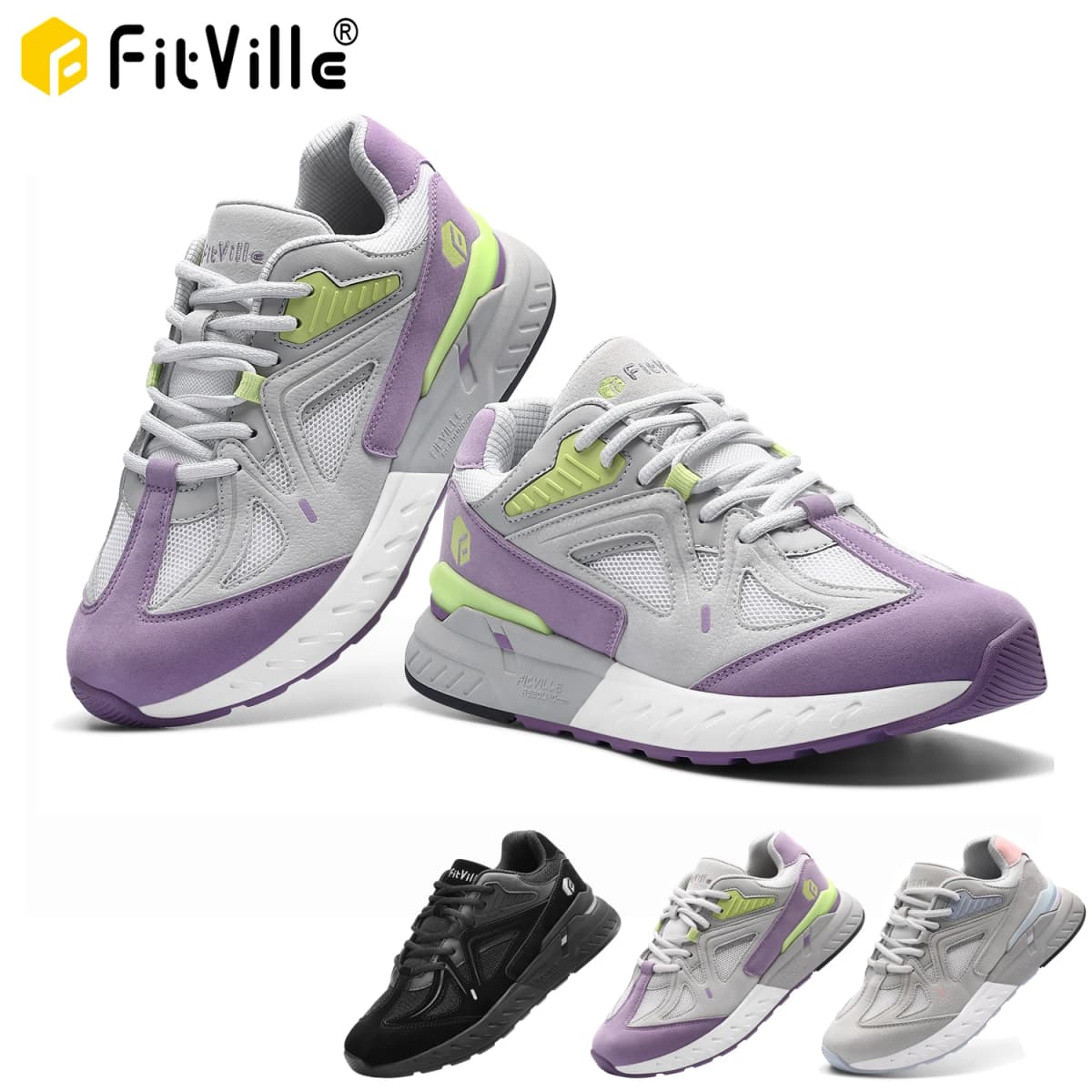 FitVille Women's Extra Wide Width Walking Running Sneakers, Breathable Light Non-Slip Orthopedic Athletic Shoes for Flat Feet, Plantar Fasciitis & Heel Pain Relief